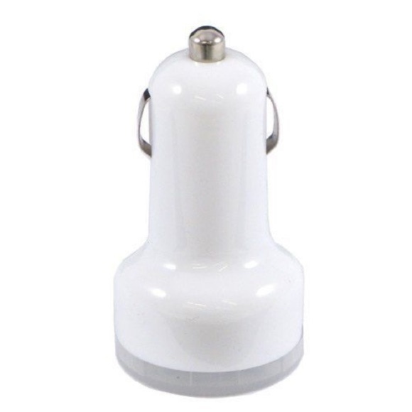 White Dual USB Universal Adapter Car Charger - Picture 4 of 11